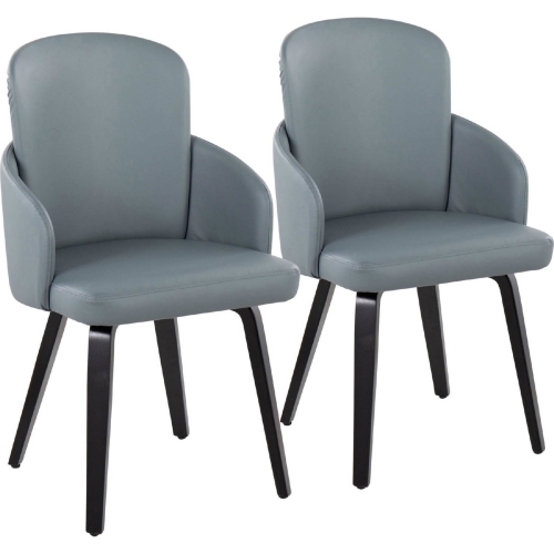 Dahlia Dining Chair in Black Wood, Chrome & Grey Leatherette (Set of 2)